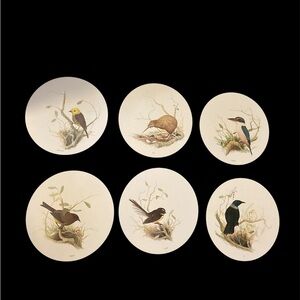 JASON Beige round Placements OF 6 – BIRDS OF NEW ZEALAND BY LINCOLN WAKEFIELD